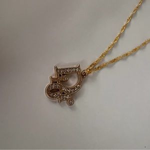Dior zipper pull charm 22” gold over silver chain